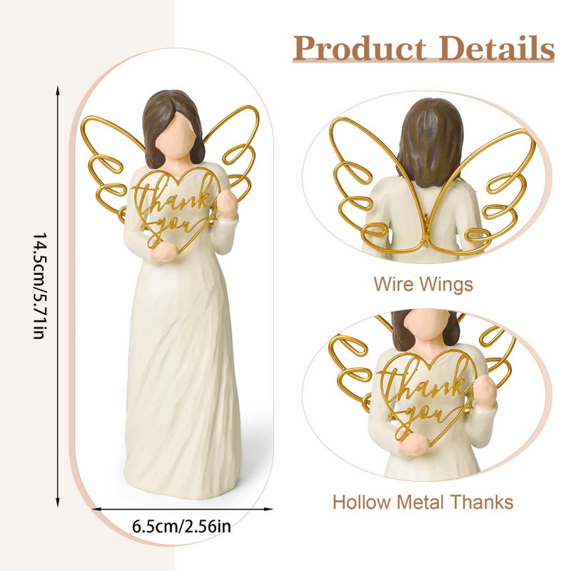 DUMING-IN Thank You Gifts for Women, Teacher Appreciation Gifts, Best Thank You Gift for Coworker, Friend, Caregiver, Hand-Painted Sculpted Angel Figurines for Thanksgiving Christmas - Image 2