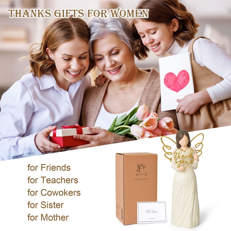DUMING-IN Thank You Gifts for Women, Teacher Appreciation Gifts, Best Thank You Gift for Coworker, Friend, Caregiver, Hand-Painted Sculpted Angel Figurines for Thanksgiving Christmas - Image 5