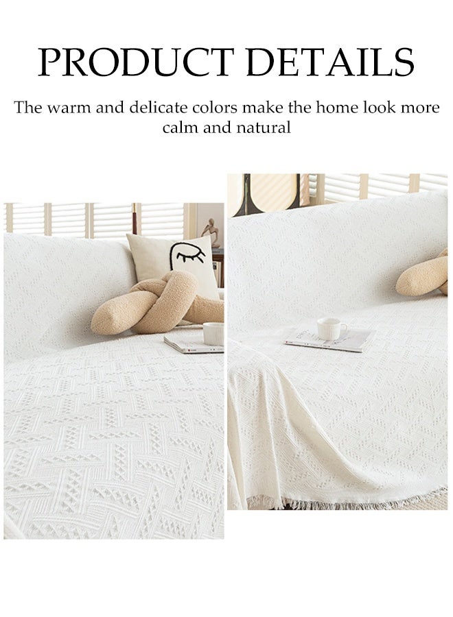 Double Sided Chenille Sofa Cover, 2 Seater Sofa Cover with Tassels,Chenille Furniture Sofa Cover Towel, Four Seasons Chenille Sofa Cover, Available Both Sides, Multi-functional, Suitable For Travel Blankets, Outdoor Camping Blankets,Bed Quilts and Furniture Covers (Ramadan, Ramadan decorations) - Image 3