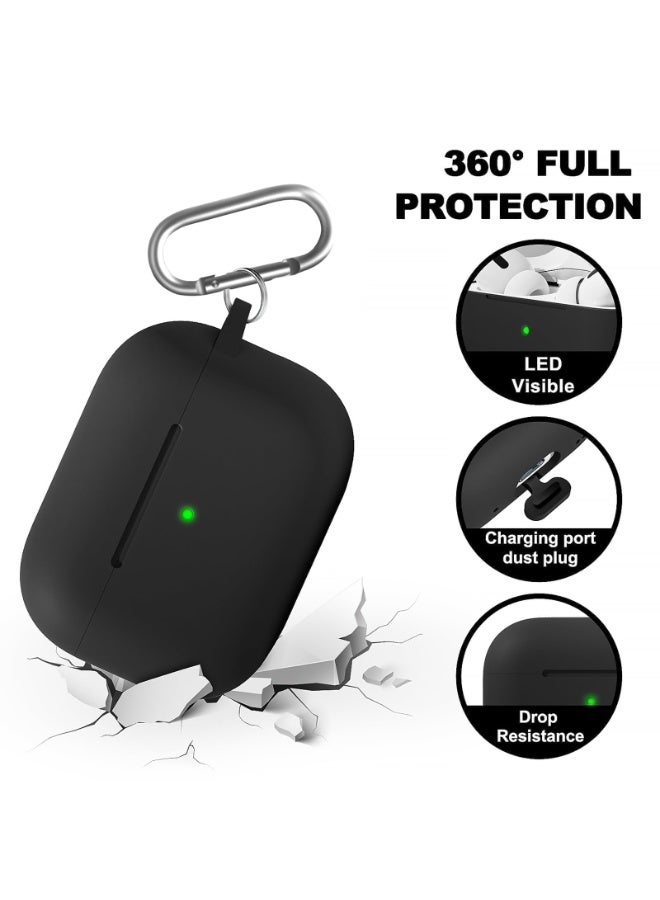 SZOXST AirPods Pro 3 Case Cover  AirPods Pro Case for Women and Men, Soft Silicone Protective Case for Airpods Pro 3 Generation 2025 with Keychain Front LED Visible Comes With Cleaning Pen Black - Image 3