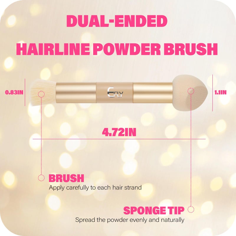 efly Dual-Ended Hair Makeup Brush, Precision Hairline Powder Brush With Sponge Tip - Seamless Blending - Root Touch Up And Hair Contour Brush (Skin Tone, 4.7 Inch) - Image 3