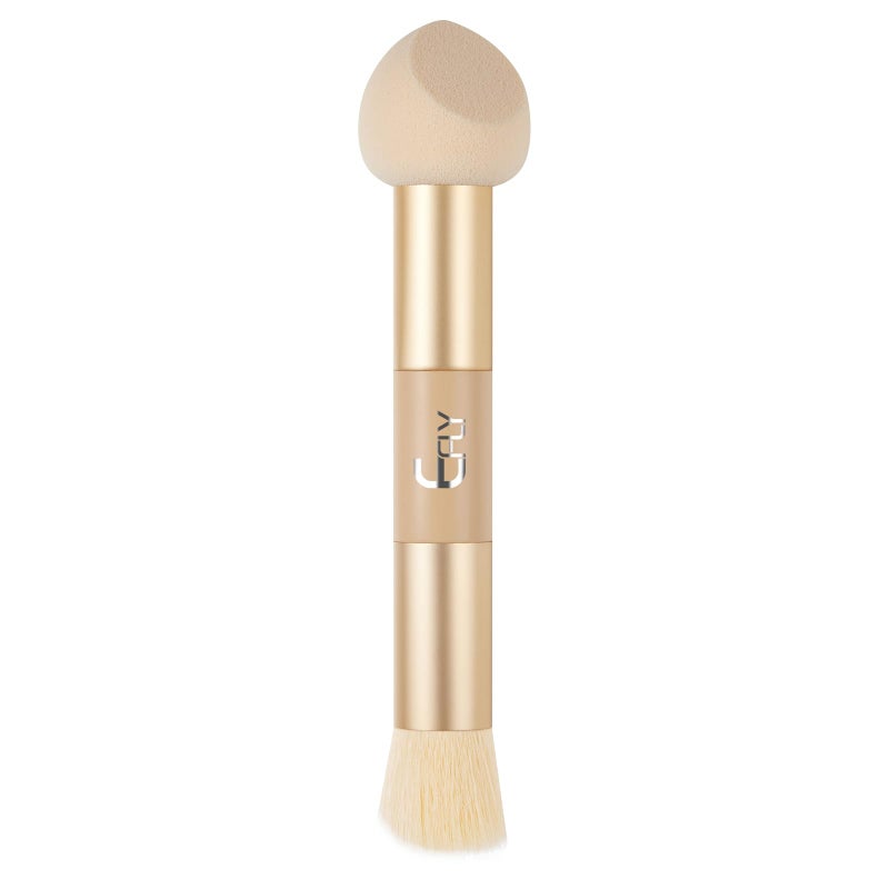 efly Dual-Ended Hair Makeup Brush, Precision Hairline Powder Brush With Sponge Tip - Seamless Blending - Root Touch Up And Hair Contour Brush (Skin Tone, 4.7 Inch) - Image 1