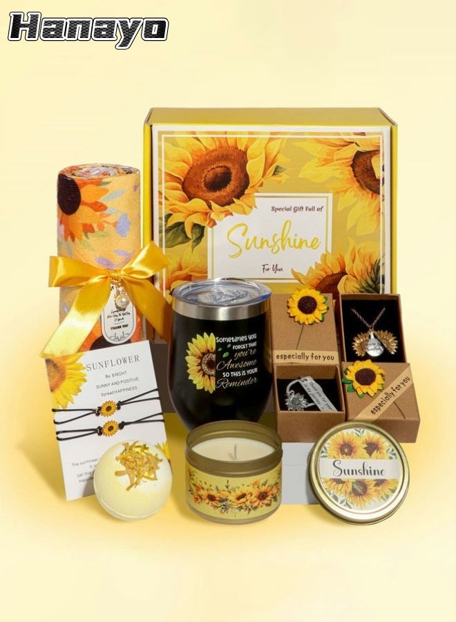 Hanayo Gift Set Gifts for Women Happy Birthday Gifts Basket for Women Spa Gift Set for Ladies 10 PCS Spa Gift Basket Set with Gift Box Relaxation Bath Gift Set for Wife and Best Friend(Yellow/Black) - Image 1