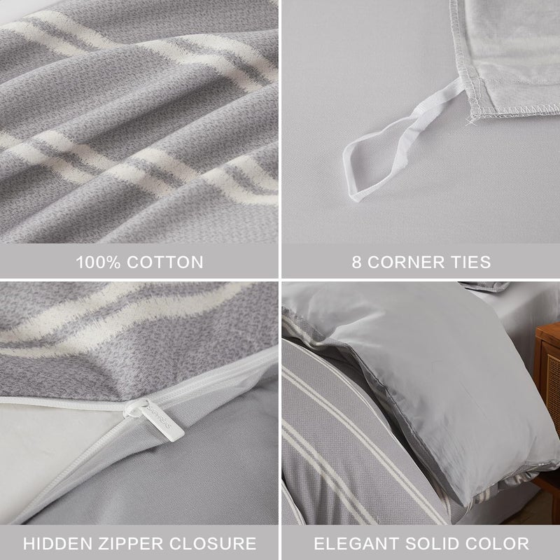 SAPHREAS Boy Gray Stripes Duvet Cover Set Queen Size 3pcs Dark Grey Streak Bedding Comforter Cover Set 1 Duvet Cover 2 Pillow Sham - Image 5