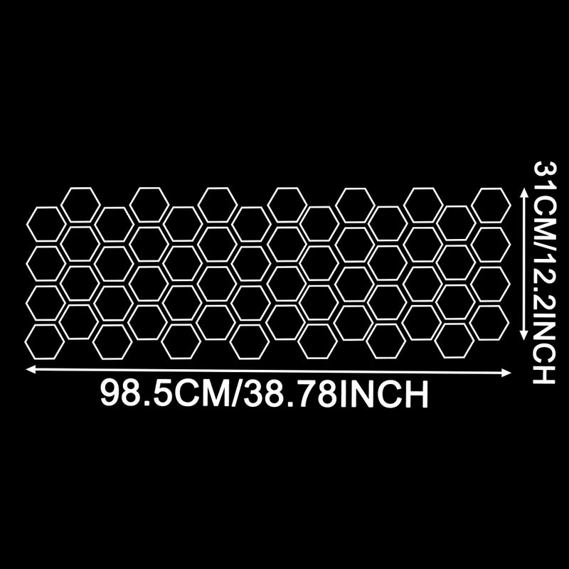 TOMALL 38''x12'' Honeycomb Car Side Body Stickers Hexagonal Graphics Decals Auto Vinyl Waterproof Car Door Side Stripes Racing Sports Skirt Decal Universal for Car Vehicles SUV Decorations (White) - Image 2