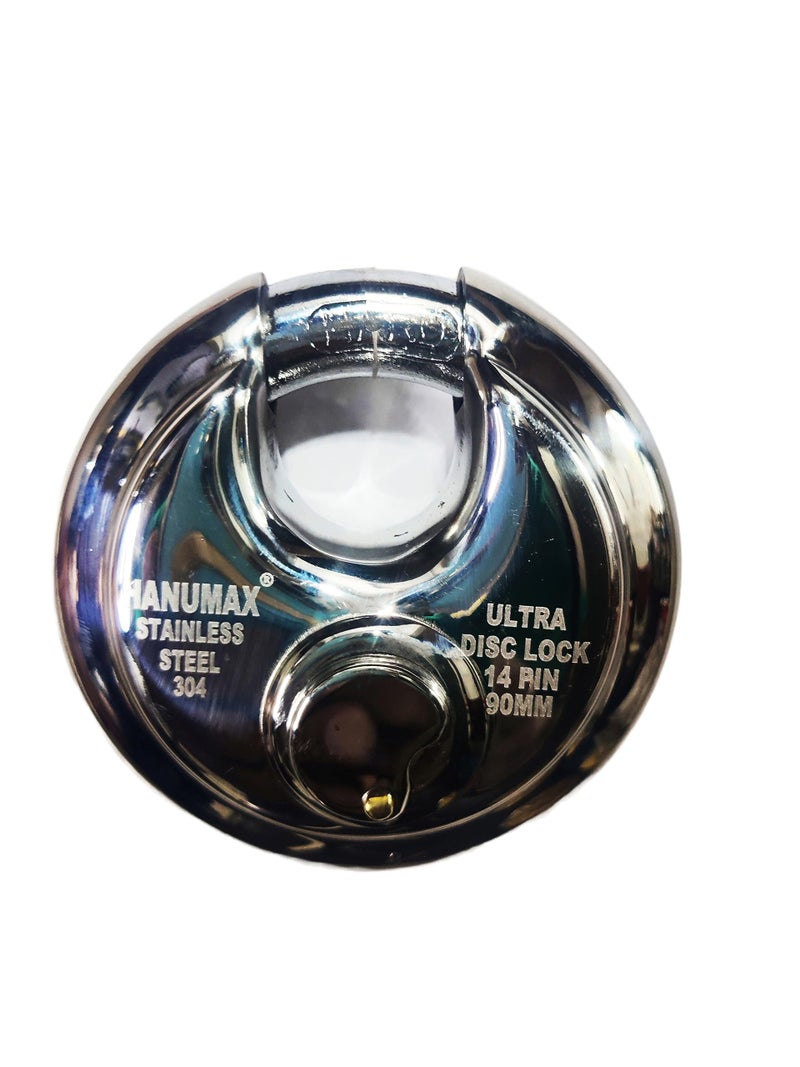 Hanumex® 90mm Padlock Lock Advance Ultra Keys Technology Safety Disc 14 Pin Micro Accuracy Stainless Steel Lock Shutter Lock Door Lock Original 4 Keys Included in This Lock's Pack of-1 - Image 2