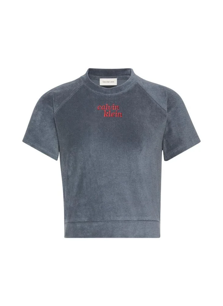 Calvin Klein Jeans Turbulence Cropped Terry Towelling Short Sleeve Jumper for Women | Best Price UAE