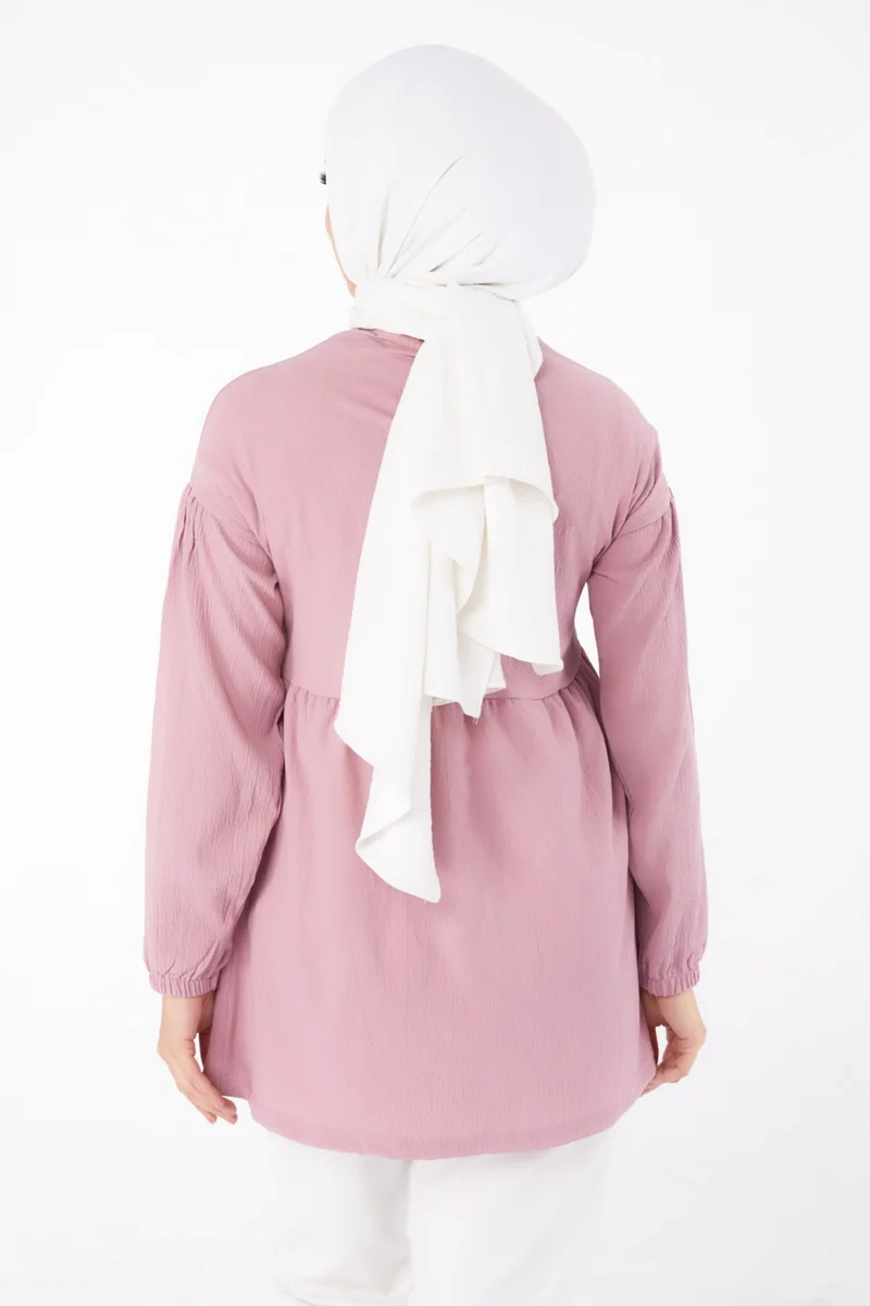 Tofisa Plain Crew Neck Women's Rose Stone Tunic - 13294