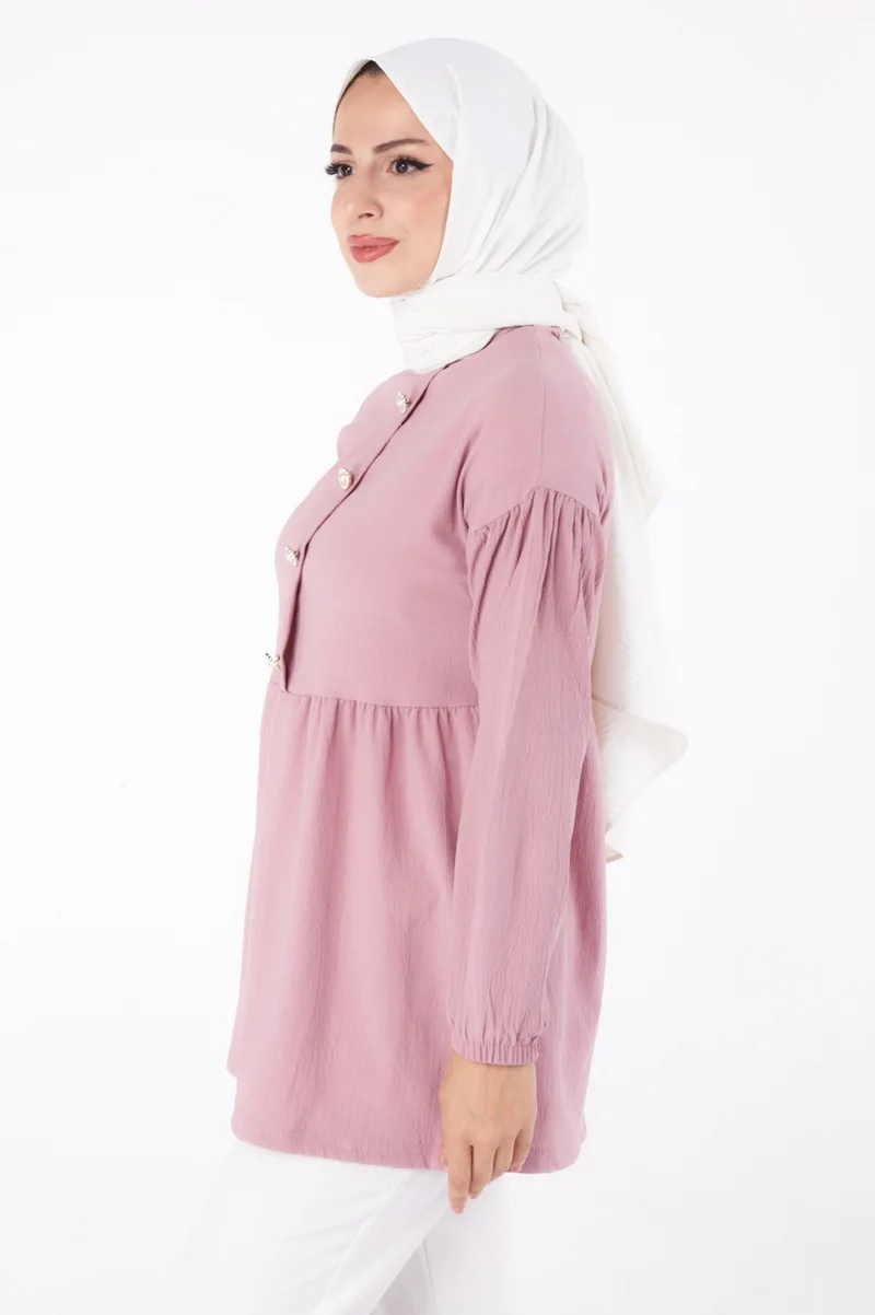 Tofisa Plain Crew Neck Women's Rose Stone Tunic - 13294