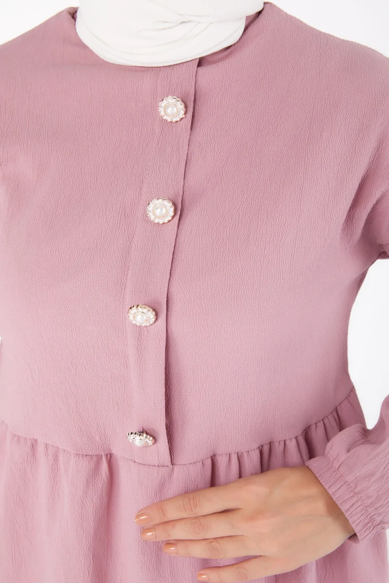 Tofisa Plain Crew Neck Women's Rose Stone Tunic - 13294