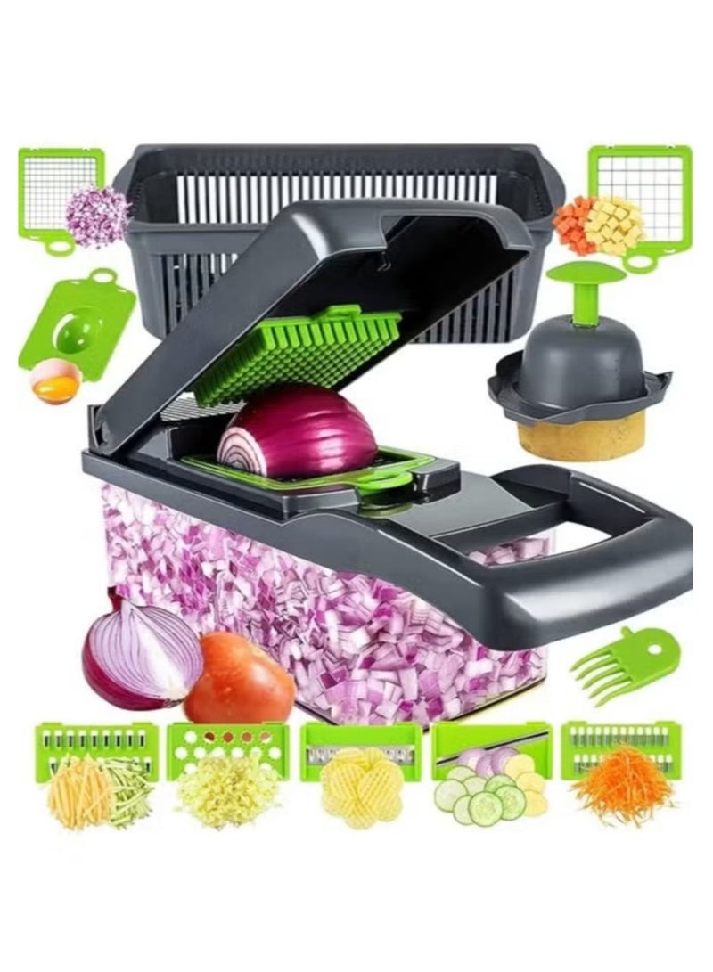 Denx 15 In 1 Interchangeable Blades Vegetable Chopper Slicer Multicolour - Image 1