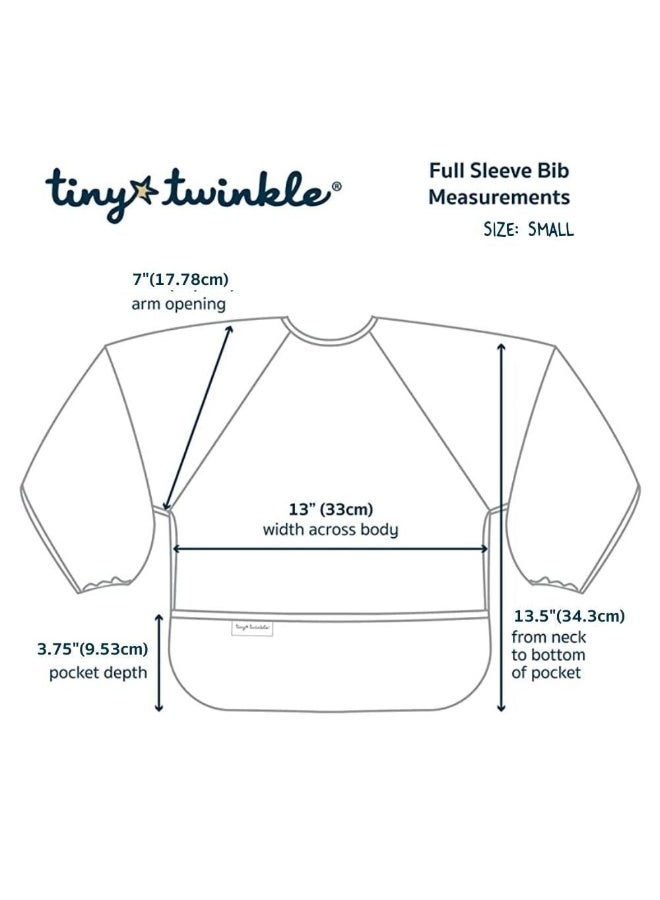 Tiny Twinkle Mess Proof Baby Bibs, 2pk Waterproof Smock Baby Bibs for Eating, Machine Washable Long Sleeve Bibs, Baby Led Weaning, Toddler Bibs, BLW Supplies (Slate Olive, Small 6-24 Months) - Image 2