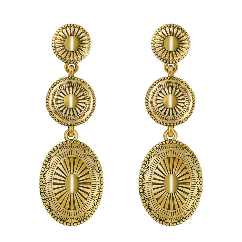 Nanafast Vintage Western Earrings for Women Boho Vintage Silver/Gold Turquoise Earrings for Women Western Statement Jewelry for Country Concert Outfits-Vintage Gold - Image 1