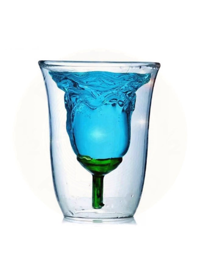 Halfpound Double-walled glass cup with a rose design - Image 2