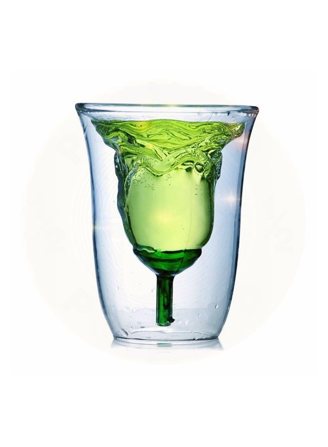 Halfpound Double-walled glass cup with a rose design - Image 4