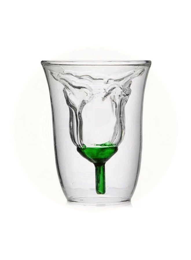 Halfpound Double-walled glass cup with a rose design - Image 1