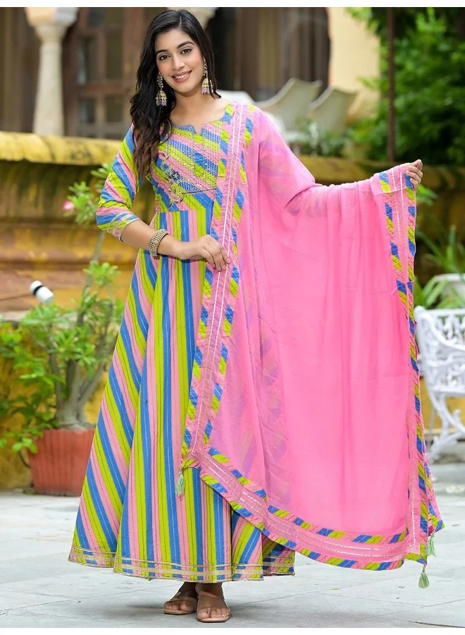 أيه كيه إس Leheriya Multicolor Anarkali with Dupatta