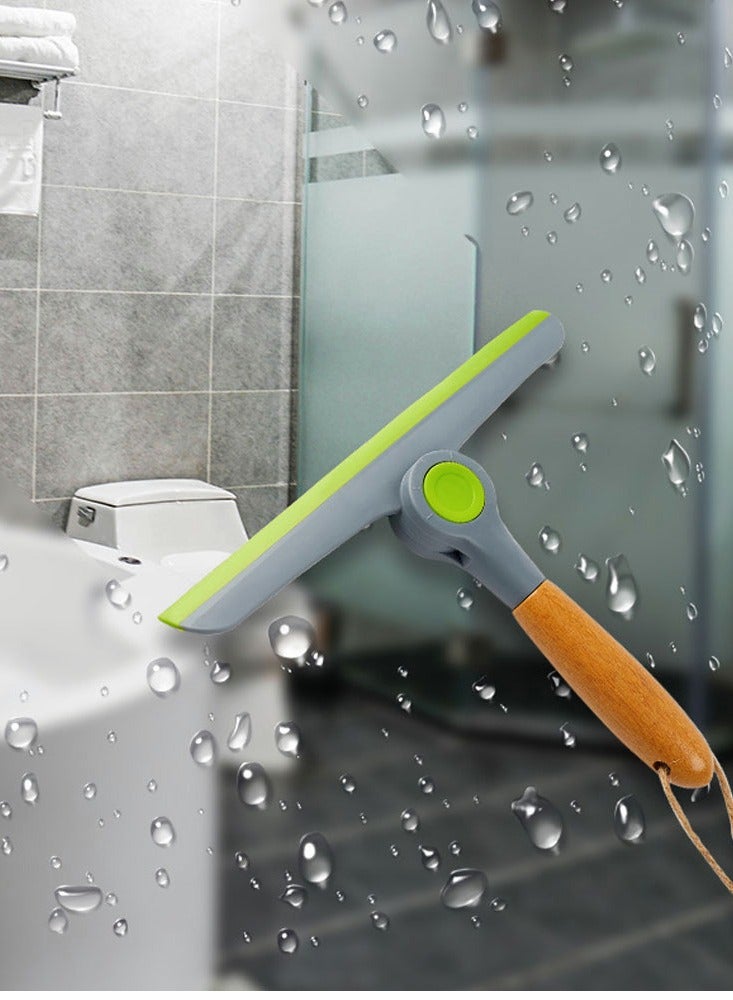 SYOSI 2 Pack Foldable Window Squeegee Cleaner Tool Multipurpose Wooden Handle Rubber Wiper Blades for Bathroom Cleaning  - Image 3