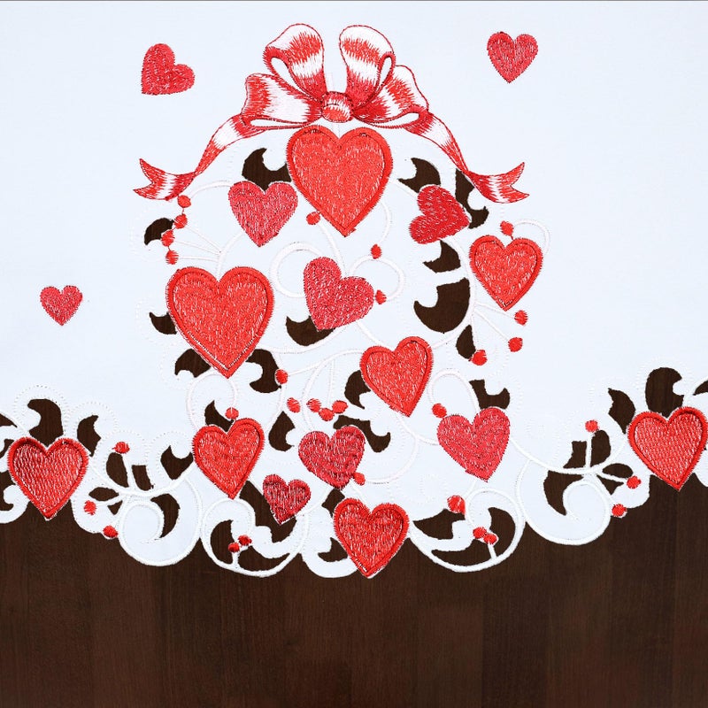 Grelucgo Embroidered Tablecloth for February 14th (Oval 57x84 inches) - Image 3
