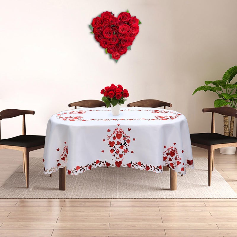 Grelucgo Embroidered Tablecloth for February 14th (Oval 57x84 inches) - Image 4