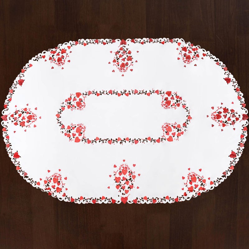 Grelucgo Embroidered Tablecloth for February 14th (Oval 57x84 inches) - Image 2