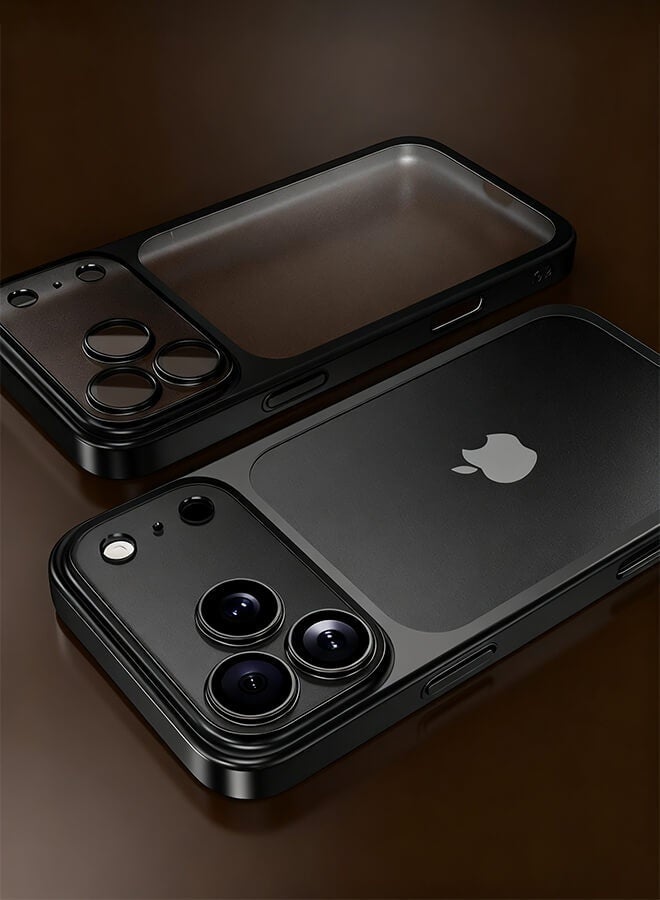 OstWony iPhone 17 Pro Max Case, Frosted Electroplated PC, Drop-Proof & Full Camera Lens Protection, Ultra-slim, Black - Image 2