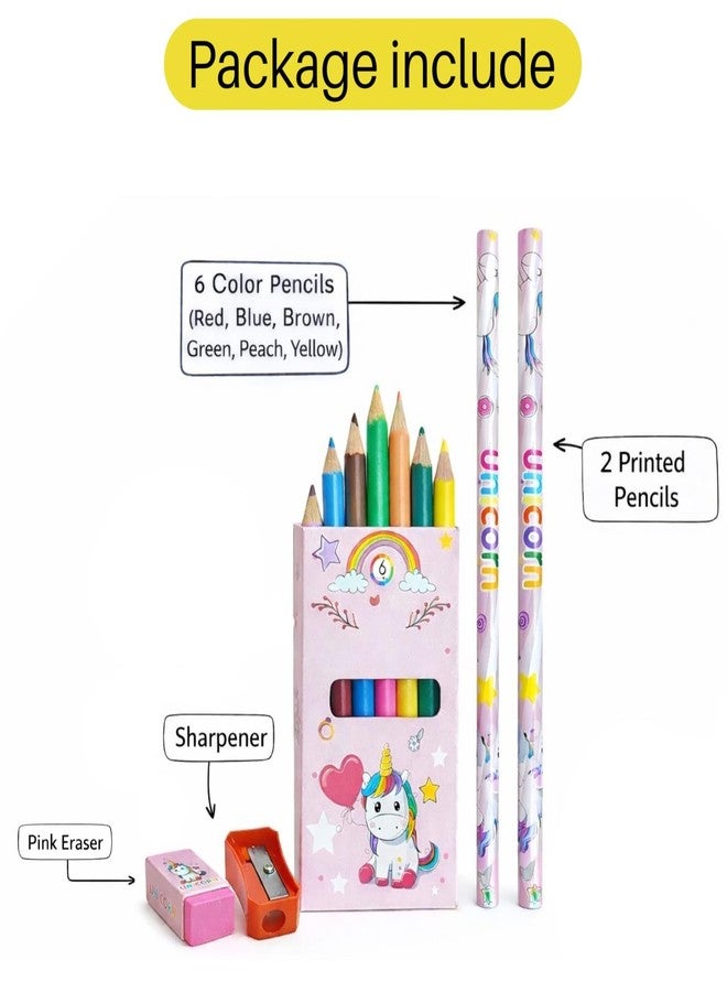 AMANVANI Kids Stationery Combo Set – Pencil, Eraser, Sharpener & 6 Color Crayons Kit | Unicorn, Mermaid,Dino, Sea Animal & Space Theme School Supplies Gift Pack for Girls & Boys (6 (Pcs)) - Image 3