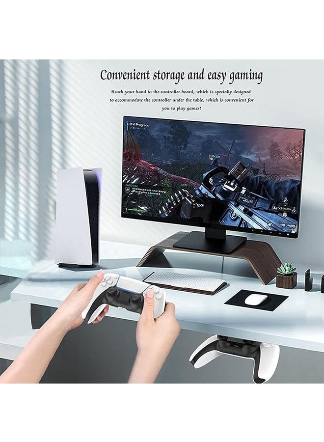 PS5 PS4 وحدة التحكم جدول الوقوف، تحت مكتب التثبيت مع حامل لاصق قوي لـ DualSense و DualShock، جدول تنظيم وإدارة المكتب، أسود - Image 4