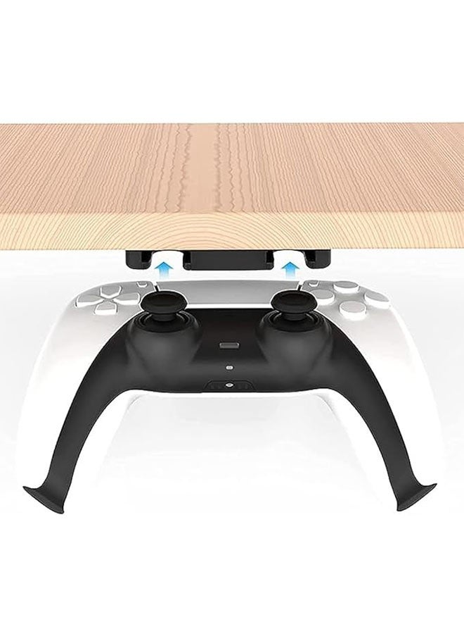 PS5 PS4 وحدة التحكم جدول الوقوف، تحت مكتب التثبيت مع حامل لاصق قوي لـ DualSense و DualShock، جدول تنظيم وإدارة المكتب، أسود - Image 5