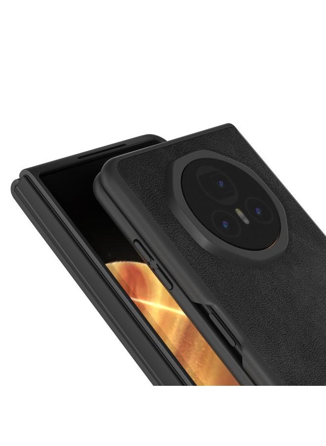 Green Tiger - Case For Honor Magic V3 Black Frame Two-color Calf Texture PU Phone Case - Image 1
