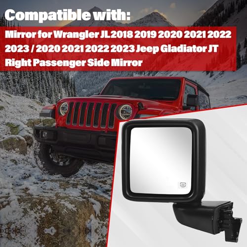 Plobeda Driver Side Mirror Assembly Compatible with Jeep Wrangler JL 2018-2024 Gladiator JT 2020-2024 Rear View Mirror with Heated, Power Adjustable Replace 68281891AE (Left) - Image 2