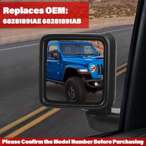 Plobeda Driver Side Mirror Assembly Compatible with Jeep Wrangler JL 2018-2024 Gladiator JT 2020-2024 Rear View Mirror with Heated, Power Adjustable Replace 68281891AE (Left) - Image 3