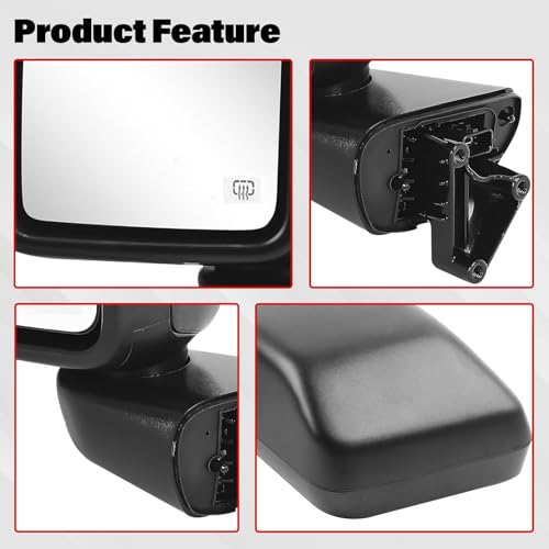 Plobeda Driver Side Mirror Assembly Compatible with Jeep Wrangler JL 2018-2024 Gladiator JT 2020-2024 Rear View Mirror with Heated, Power Adjustable Replace 68281891AE (Left) - Image 4
