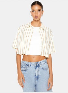 Cropped Pinstripe Poplin Shirt