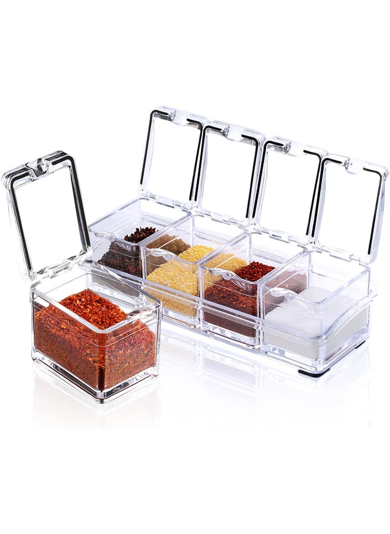 PRAMANTA PRAMANTA Kitchen Spice Pots Clear Seasoning Box Set Storage Container Condiment Jars for Spice Salt Sugar Cruet Acrylic Container and Case 1Set  - Image 1