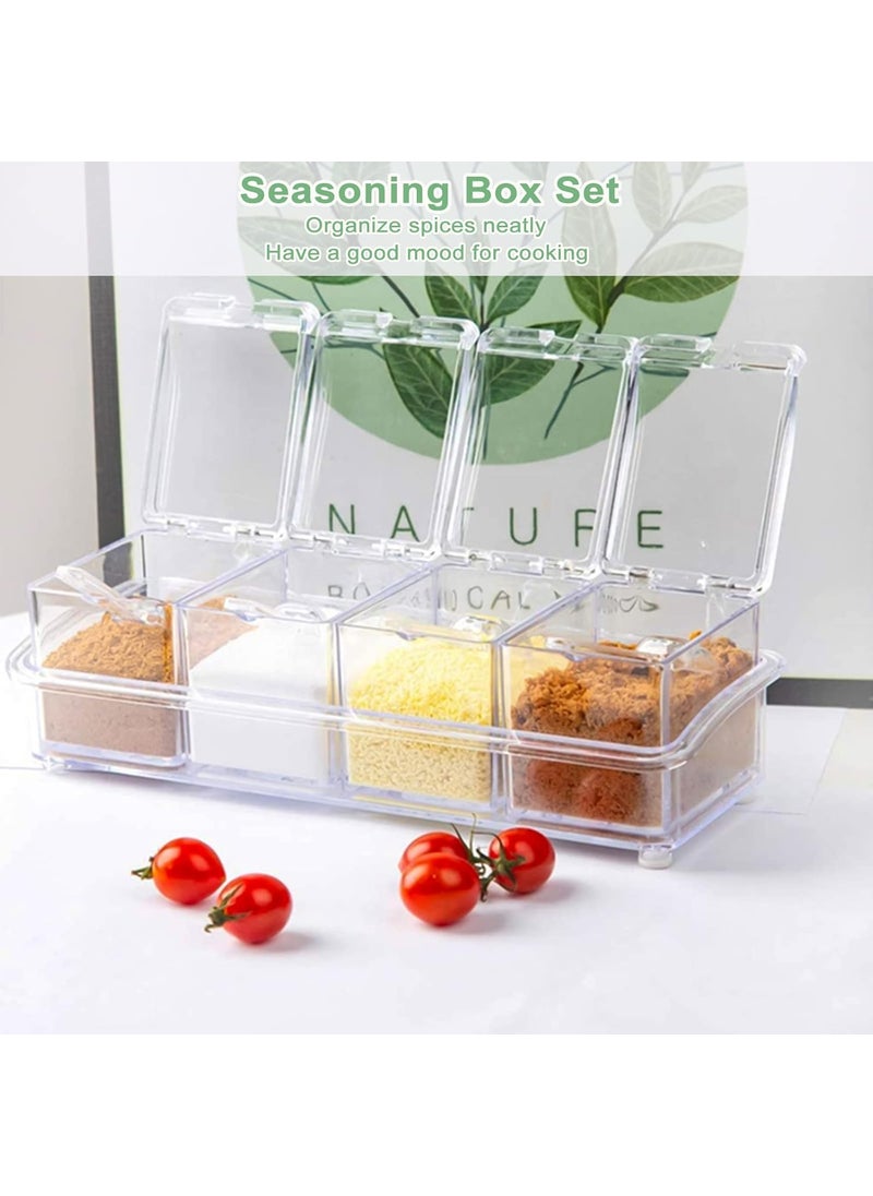 PRAMANTA PRAMANTA Kitchen Spice Pots Clear Seasoning Box Set Storage Container Condiment Jars for Spice Salt Sugar Cruet Acrylic Container and Case 1Set  - Image 5