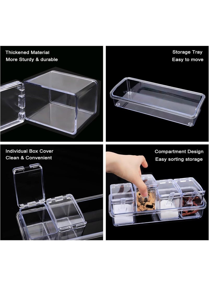 PRAMANTA PRAMANTA Kitchen Spice Pots Clear Seasoning Box Set Storage Container Condiment Jars for Spice Salt Sugar Cruet Acrylic Container and Case 1Set  - Image 3