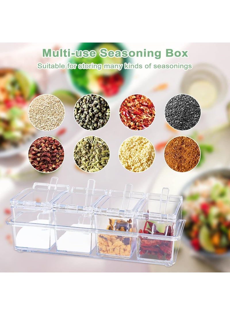 PRAMANTA PRAMANTA Kitchen Spice Pots Clear Seasoning Box Set Storage Container Condiment Jars for Spice Salt Sugar Cruet Acrylic Container and Case 1Set  - Image 4