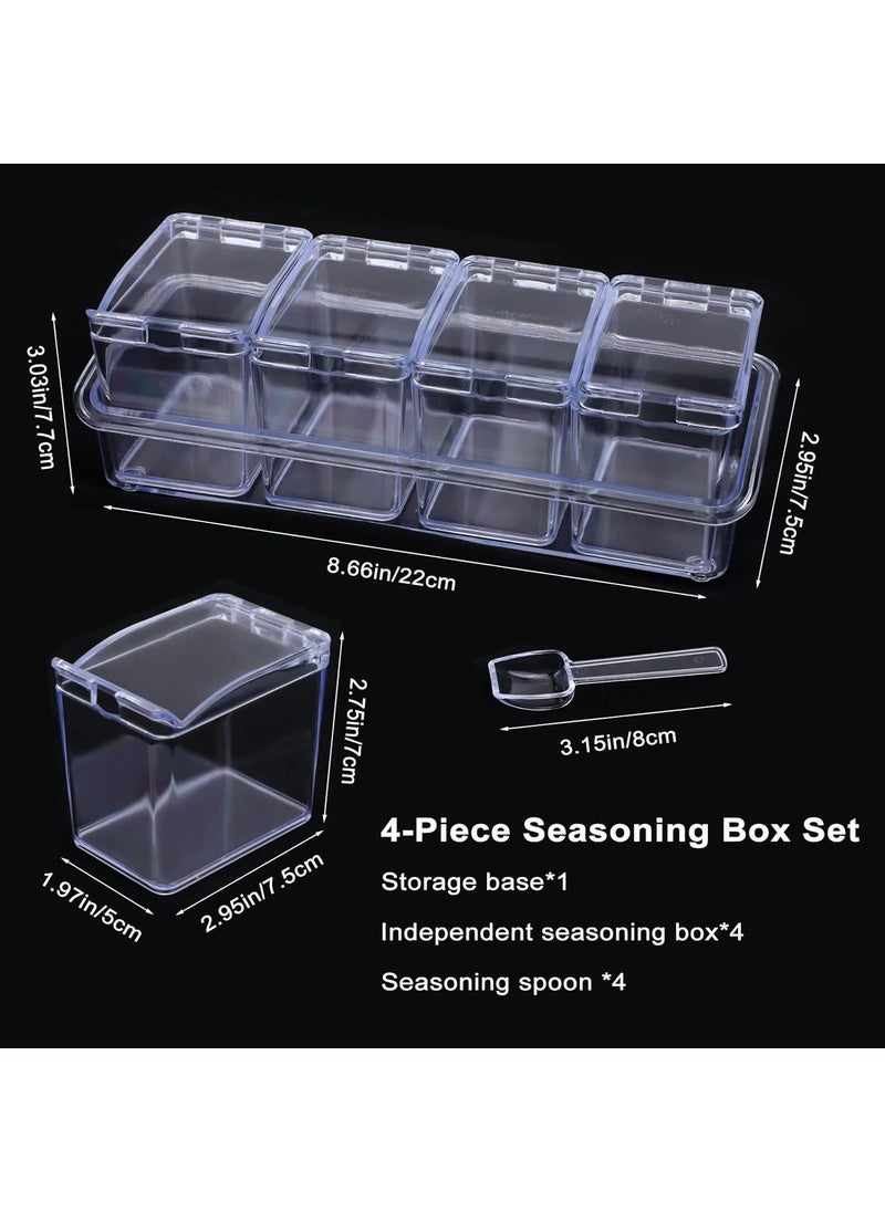 PRAMANTA PRAMANTA Kitchen Spice Pots Clear Seasoning Box Set Storage Container Condiment Jars for Spice Salt Sugar Cruet Acrylic Container and Case 1Set  - Image 2