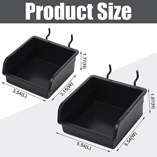 Roowest 12 Pieces Pegboard Bins Kit 3.5'' 5.5'' Plastic Peg Board Storage Bins with Hooks Pegboard Accessories Workbench Bins Fits Any Peg Board for Organizing Hardware, Garage, Craft Room, Tool Shed - Image 2