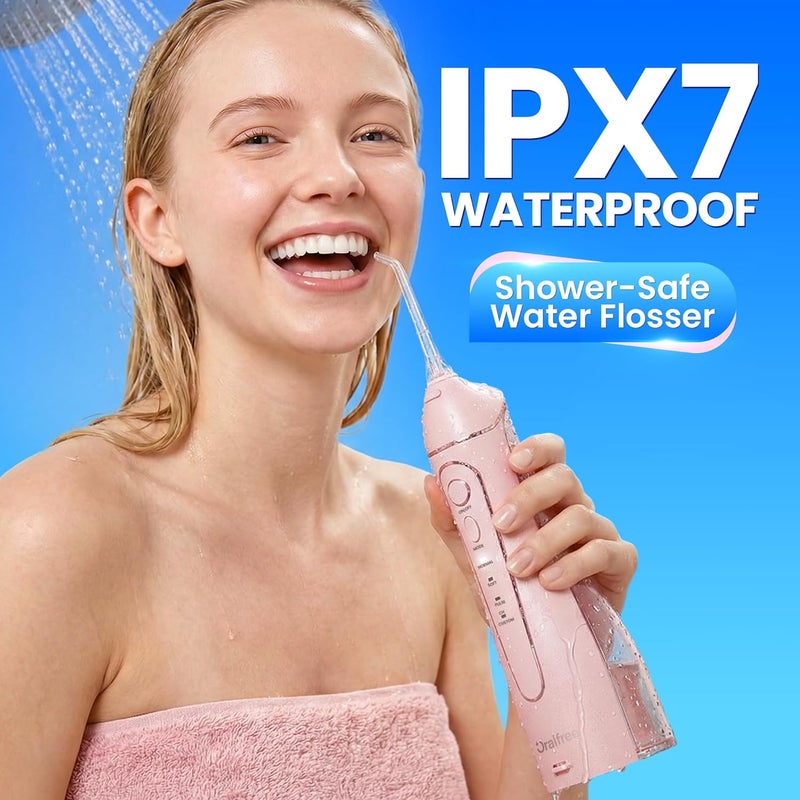 Oralfree Water Dental flosser Teeth Picks - Braces Cordless Oral Irrigator Portable Rechargeable Travel Irrigation Cleaner IPX7 Waterproof Electric Professional Flossing Teeth Cleaning for Home - Image 5