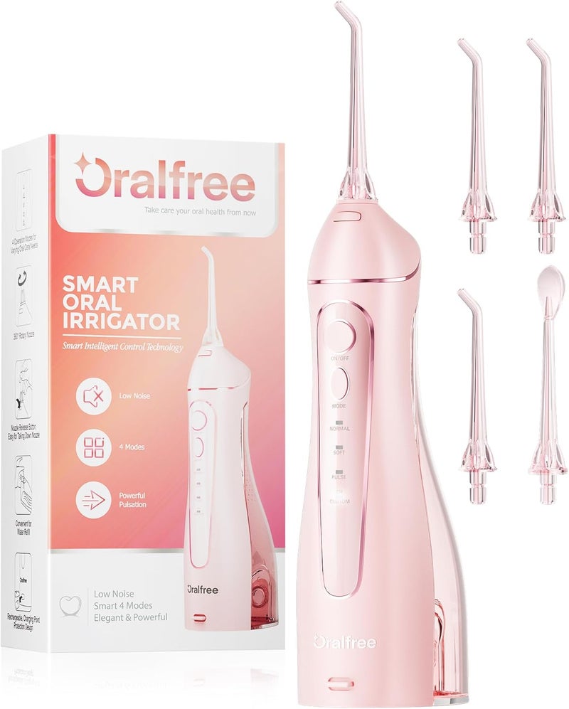 Oralfree Water Dental flosser Teeth Picks - Braces Cordless Oral Irrigator Portable Rechargeable Travel Irrigation Cleaner IPX7 Waterproof Electric Professional Flossing Teeth Cleaning for Home - Image 1