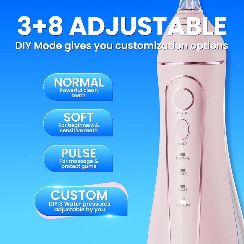 Oralfree Water Dental flosser Teeth Picks - Braces Cordless Oral Irrigator Portable Rechargeable Travel Irrigation Cleaner IPX7 Waterproof Electric Professional Flossing Teeth Cleaning for Home - Image 3