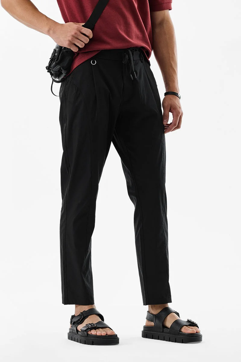 سنيتش Black Solid Slim Fit Casual Trousers