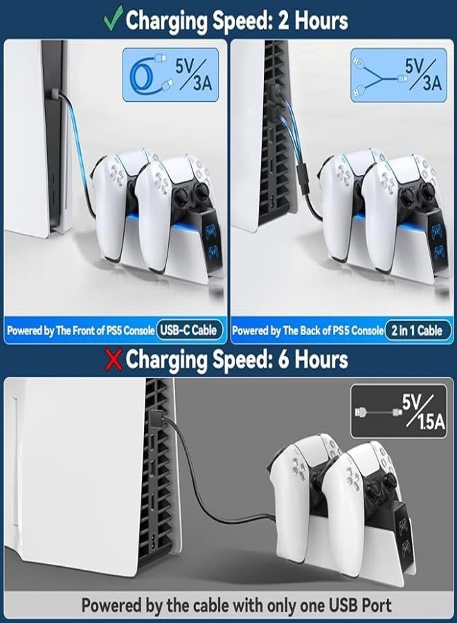 M MIAOYAN PS5 Charging Station for PS5 Controller 2-Hour Fast PS5 Controller Charger with Upgraded PS5 Charging Base PS5 Charger for Dual PS5 Controllers  - Image 4