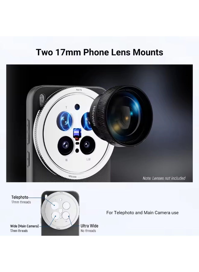NEEWER Phone Cage Protective Frame for VIVO X300 Pro, TPU+PC Faux Leather Camera Case with 17mm Lens Thread & 67mm Filter Adapter Mount - Image 2