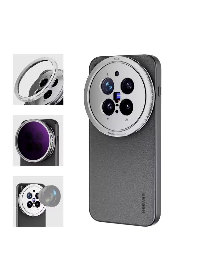 NEEWER Phone Cage Protective Frame for VIVO X300 Pro, TPU+PC Faux Leather Camera Case with 17mm Lens Thread & 67mm Filter Adapter Mount - Image 1