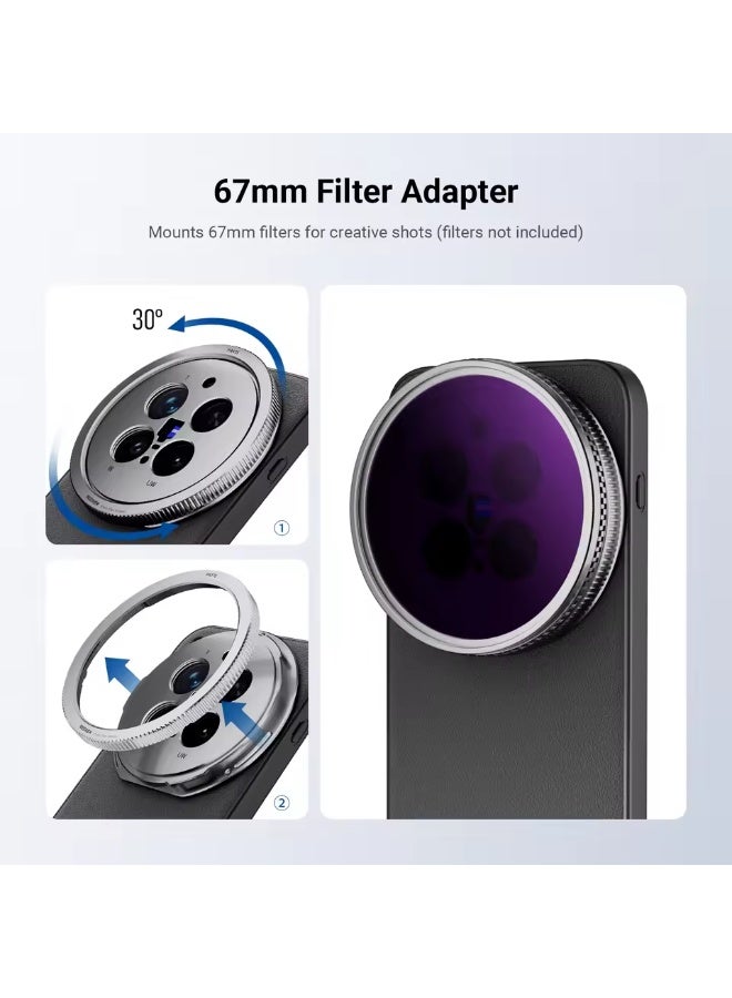 NEEWER Phone Cage Protective Frame for VIVO X300 Pro, TPU+PC Faux Leather Camera Case with 17mm Lens Thread & 67mm Filter Adapter Mount - Image 4