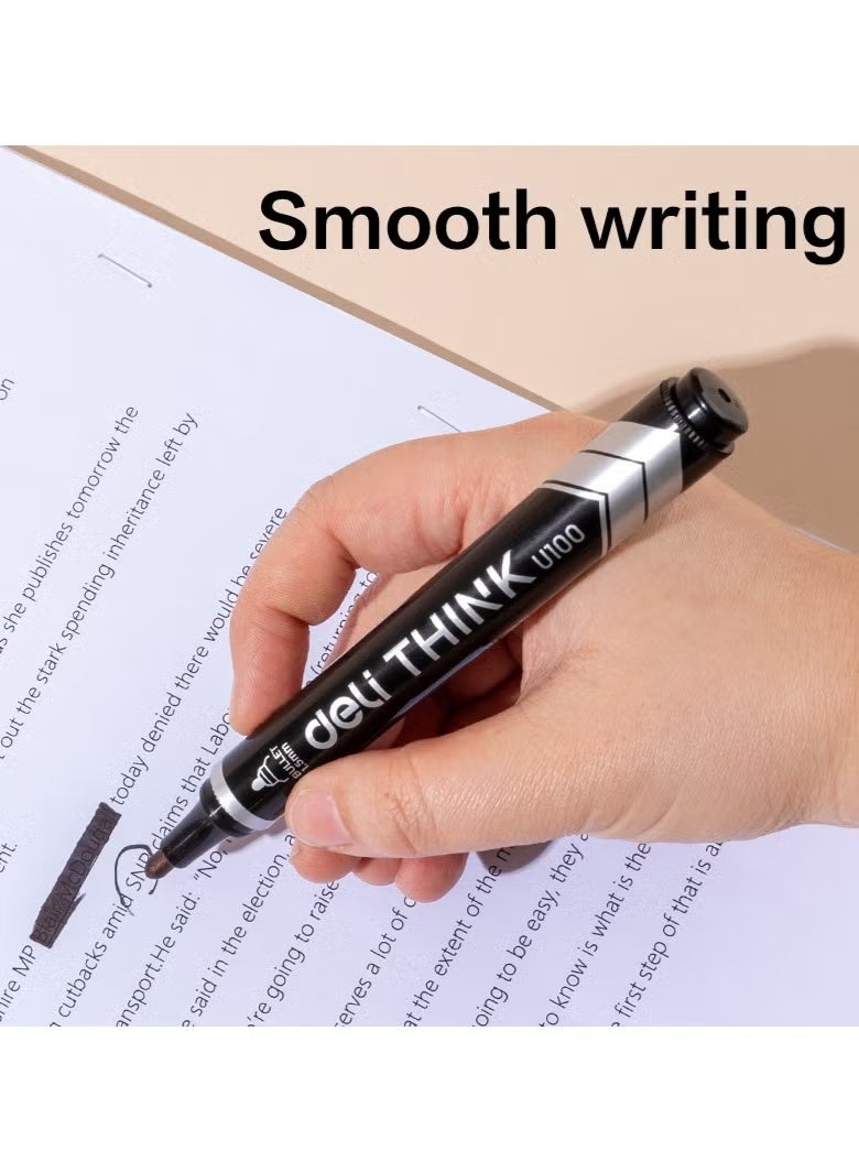 ديلي EU10020 قلم تعليم دائم برأس مخروطي 1.5 ملم أسود، 12 قطعة في العلبة – مثالي للاستخدام في المكاتب والصناعة - Image 4