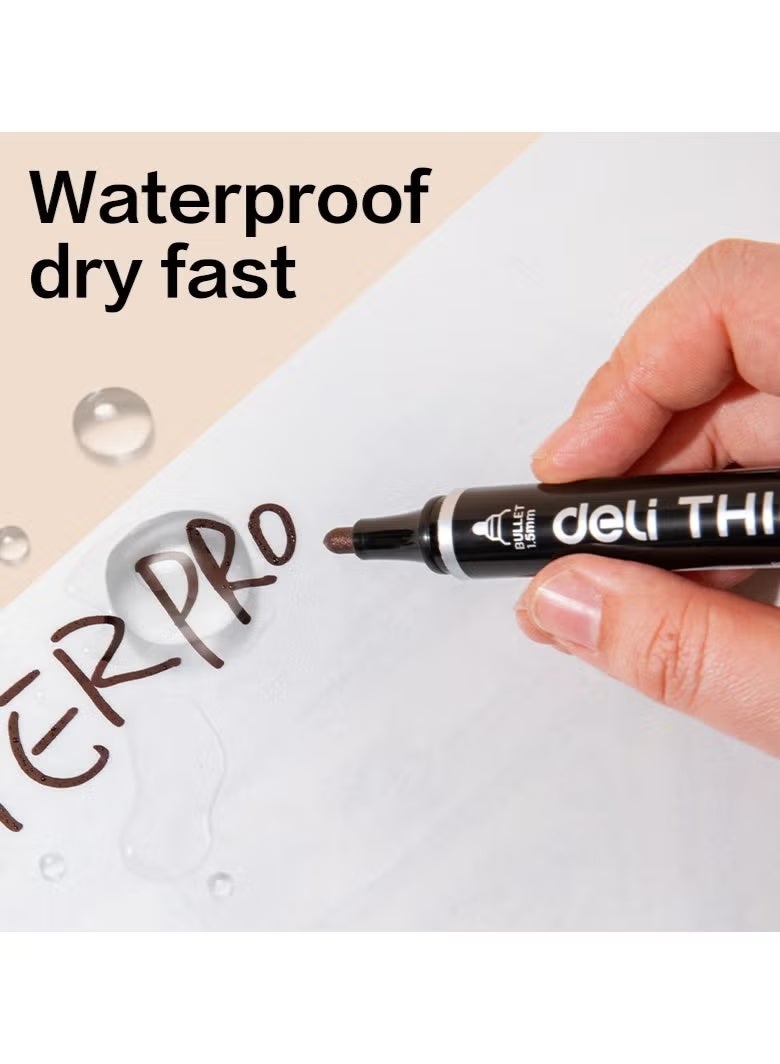 ديلي EU10020 قلم تعليم دائم برأس مخروطي 1.5 ملم أسود، 12 قطعة في العلبة – مثالي للاستخدام في المكاتب والصناعة - Image 5